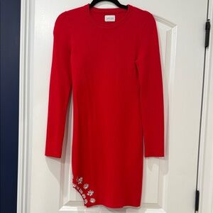 SAYLOR Vibrant Red Dress with Floral Details